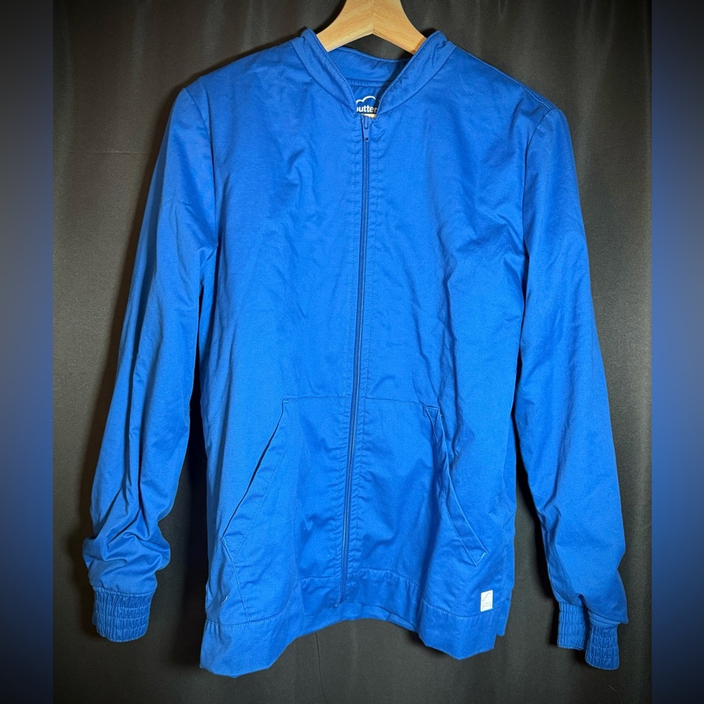 UA Buttersoft Fleece-Lined Scrub Coat Jacket Unisex Women’s M Men’s S Royal Blue